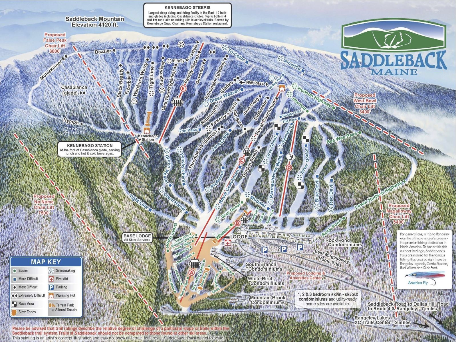 Saddleback Maine, Trail Map